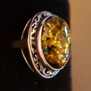 Sterling Silver glass stone ring